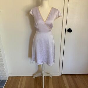 Aritzia Wilfred Mademoiselle Satin Wrap Dress Lilac Lavender Size L